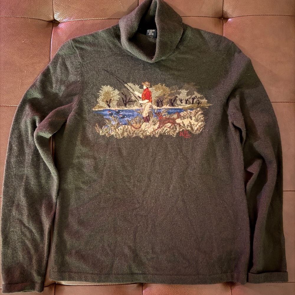 RARE wool Ralph Lauren Olive Green Turtleneck Sweater